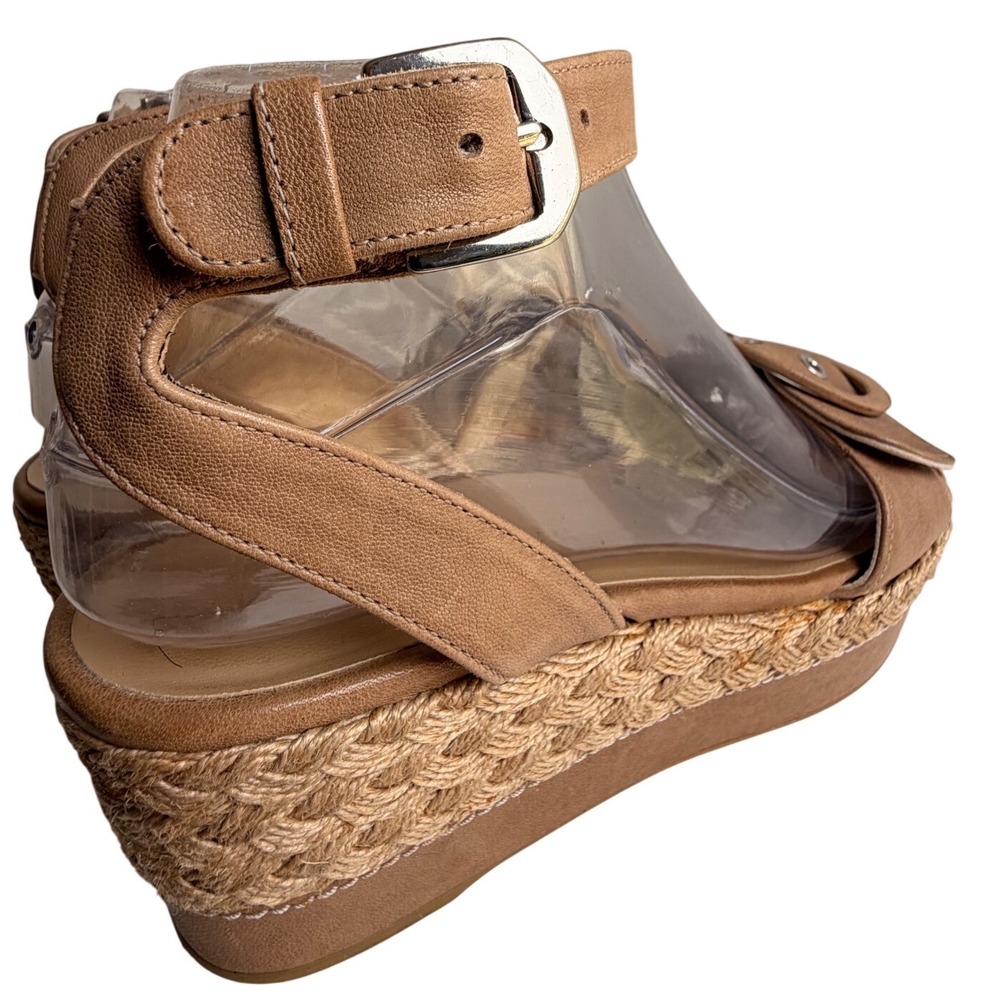 Stuart Weitzman Leather Espadrille Wedge Sandals Tan Ankle Strap Spain 7.5 - Picture 14 of 14